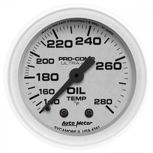 123.79 Autometer Ultra-Lite Series Mechanical Oil Temperature Gauge (2-1/16") Gloss White - 4341 - Redline360