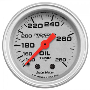 123.79 Autometer Ultra-Lite Series Mechanical Oil Temperature Gauge (2-1/16") Monster Bezel Brushed Silver - 4341 - Redline360