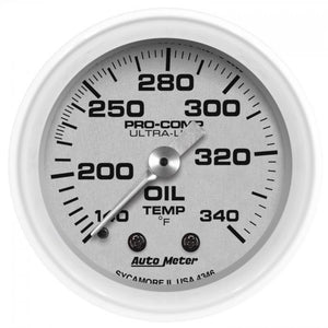 130.97 Autometer Ultra-Lite Series Mechanical Oil Tank Temperature Gauge (2-1/16") Gloss White - 4346 - Redline360