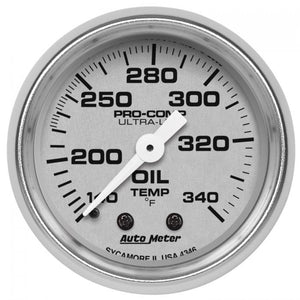 130.97 Autometer Ultra-Lite Series Mechanical Oil Tank Temperature Gauge (2-1/16") Bright Anodized Silver - 4346 - Redline360