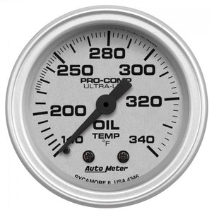 130.97 Autometer Ultra-Lite Series Mechanical Oil Tank Temperature Gauge (2-1/16") Monster Bezel Brushed Silver - 4346 - Redline360