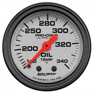 130.97 Autometer Ultra-Lite Series Mechanical Oil Tank Temperature Gauge (2-1/16") Monster Bezel Matte Black - 4346 - Redline360