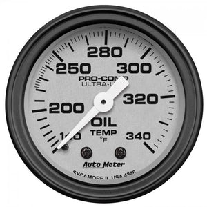 130.97 Autometer Ultra-Lite Series Mechanical Oil Tank Temperature Gauge (2-1/16") Monster Bezel Matte Black - 4346 - Redline360