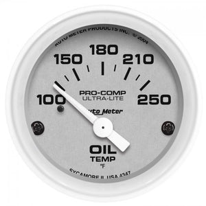 85.11 Autometer Ultra-Lite Series Air-Core Oil Temperature Gauge (2-1/16") Gloss White - 4347 - Redline360