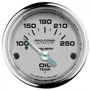 85.11 Autometer Ultra-Lite Series Air-Core Oil Temperature Gauge (2-1/16") Chrome - 4347 - Redline360