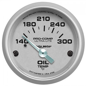 82.80 Autometer Ultra-Lite Series Air-Core Oil Temperature Gauge (2-1/16") Brushed Aluminum - 4348 - Redline360