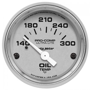 87.80 Autometer Ultra-Lite Series Air-Core Oil Temperature Gauge (2-1/16") Bright Anodized Silver - 4348 - Redline360