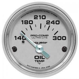 87.80 Autometer Ultra-Lite Series Air-Core Oil Temperature Gauge (2-1/16") Bright Anodized Silver - 4348 - Redline360