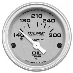87.80 Autometer Ultra-Lite Series Air-Core Oil Temperature Gauge (2-1/16") Monster Bezel Brushed Silver - 4348 - Redline360