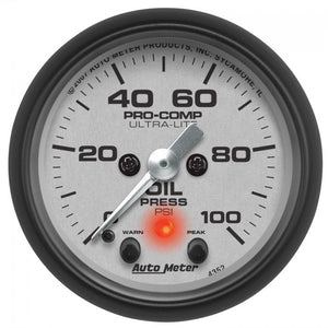 312.77 Autometer Ultra-Lite Stepper Motor Oil Pressure Gauge (2-1/16") Matte Black - 4352 - Redline360