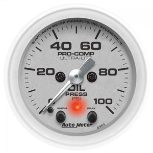312.77 Autometer Ultra-Lite Stepper Motor Oil Pressure Gauge (2-1/16") Gloss White - 4352 - Redline360