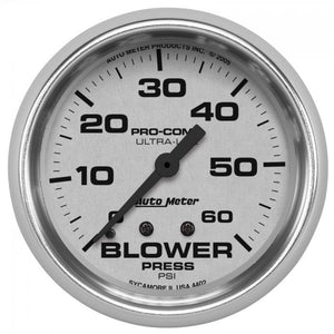 115.76 Autometer Ultra-Lite Blower Pressure Gauge (2-5/8") Bright Anodized Silver - 4402 - Redline360