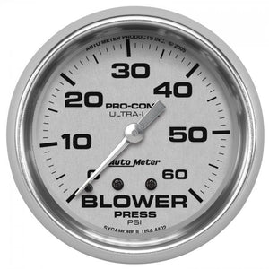 115.76 Autometer Ultra-Lite Blower Pressure Gauge (2-5/8") Bright Anodized Silver - 4402 - Redline360