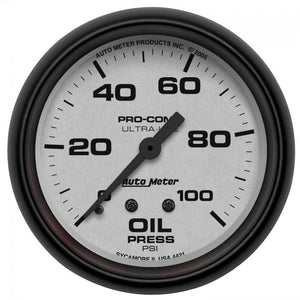 103.13 Autometer Ultra-Lite Mechanical Oil Pressure Gauge (2-5/8", 0-100 PSI) Matte Black - 4421 - Redline360