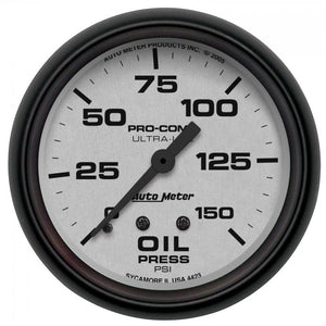 104.39 Autometer Ultra-Lite Mechanical Oil Pressure Gauge (2-5/8", 0-150 PSI) Matte Black - 4423 - Redline360
