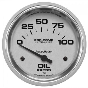 128.21 Autometer Ultra-Lite Air-Core Oil Pressure Gauge (2-5/8") Bright Anodized Silver - 4427 - Redline360