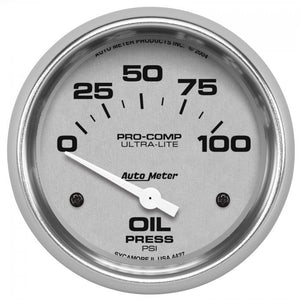 128.21 Autometer Ultra-Lite Air-Core Oil Pressure Gauge (2-5/8") Bright Anodized Silver - 4427 - Redline360