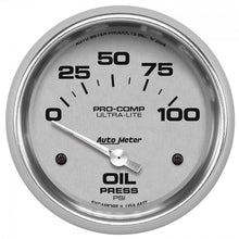 Load image into Gallery viewer, 128.21 Autometer Ultra-Lite Air-Core Oil Pressure Gauge (2-5/8&quot;) Bright Anodized Silver - 4427 - Redline360 Alternate Image