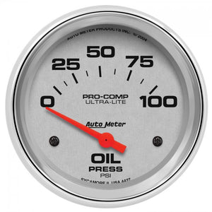 128.21 Autometer Ultra-Lite Air-Core Oil Pressure Gauge (2-5/8") Chrome - 4427 - Redline360