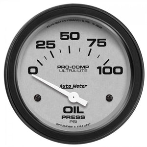 128.21 Autometer Ultra-Lite Air-Core Oil Pressure Gauge (2-5/8") Monster Bezel Matte Black - 4427 - Redline360