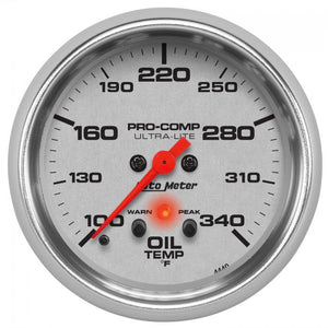 252.27 Autometer Ultra-Lite Series Stepper Motor Oil Temperature Gauge (2-5/8") Bright Anodized Silver - 4440 - Redline360