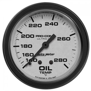 151.40 Autometer Ultra-Lite Series Mechanical Oil Temperature Gauge (2-5/8") Monster Bezel Matte Black - 4441 - Redline360