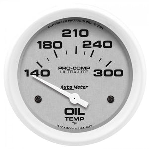 103.80 Autometer Ultra-Lite Series Air-Core Oil Temperature Gauge (2-5/8") Gloss White - 4447 - Redline360