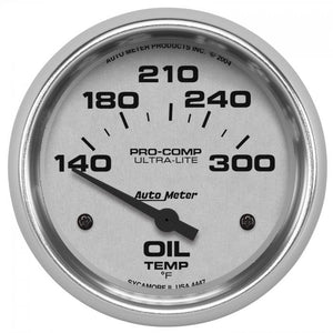 103.80 Autometer Ultra-Lite Series Air-Core Oil Temperature Gauge (2-5/8") Bright Anodized Silver - 4447 - Redline360