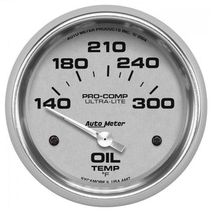 103.80 Autometer Ultra-Lite Series Air-Core Oil Temperature Gauge (2-5/8") Bright Anodized Silver - 4447 - Redline360