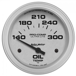 103.80 Autometer Ultra-Lite Series Air-Core Oil Temperature Gauge (2-5/8") Monster Bezel Brushed Silver - 4447 - Redline360