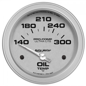 103.80 Autometer Ultra-Lite Series Air-Core Oil Temperature Gauge (2-5/8") Monster Bezel Brushed Silver - 4447 - Redline360