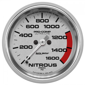 324.93 AutoMeter Ultra-Lite Series Stepper Motor Nitrous Pressure Gauge (0-1600 PSI) Bright Anodized Silver - 4474 - Redline360
