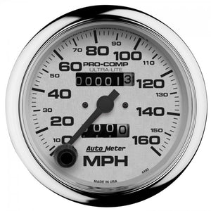 174.16 Autometer Ultra-Lite Series Mechanical Speedometer Gauge 0-160 MPH (3-3/8") Chrome - 4493 - Redline360