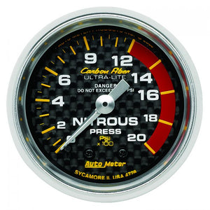 156.49 AutoMeter Carbon Fiber Series Mechanical Nitrous Pressure Gauge (2-1/16") 4728 - Redline360