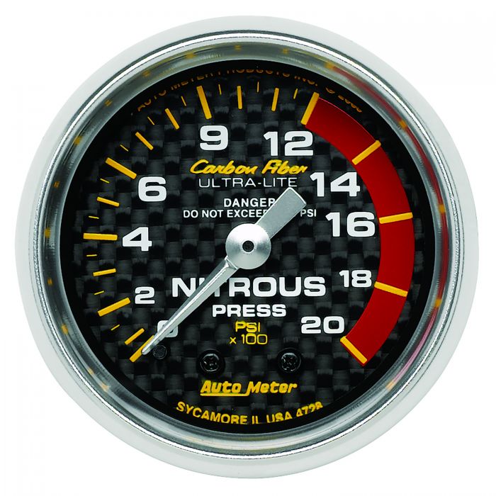156.49 AutoMeter Carbon Fiber Series Mechanical Nitrous Pressure Gauge (2-1/16