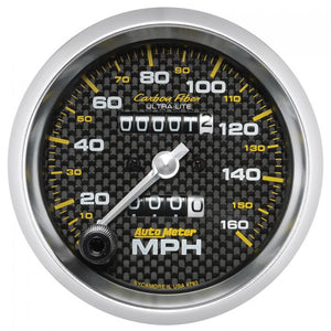 185.19 Autometer Carbon Fiber Series Mechanical Speedometer Gauge 0-160 MPH (3-3/8") 4793 - Redline360