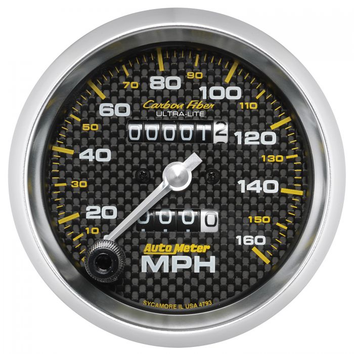 185.19 Autometer Carbon Fiber Series Mechanical Speedometer Gauge 0-160 MPH (3-3/8