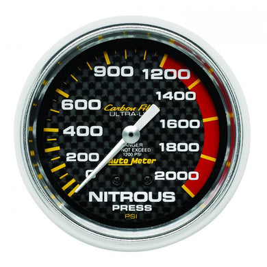 165.89 AutoMeter Carbon Fiber Series Mechanical Nitrous Pressure Gauge (2-5/8