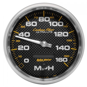 386.14 Autometer Carbon Fiber Series Electric Air-Core Speedometer Gauge 0-160 MPH (5") 4889 - Redline360