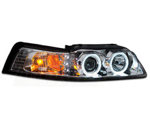 Load image into Gallery viewer, Raxiom Projector Headlights Ford Mustang SN95 (99-04) [Dual LED Halo] Chrome Housing/ Clear Lens or Black Housing/ Smoked Lens Alternate Image