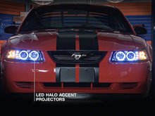 Load image into Gallery viewer, Raxiom Projector Headlights Ford Mustang SN95 (99-04) [Dual LED Halo] Chrome Housing/ Clear Lens or Black Housing/ Smoked Lens Alternate Image