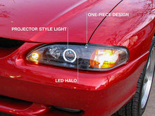 Load image into Gallery viewer, Raxiom Projector Headlights Ford Mustang SN95 (94-98) [LED Halo] Black Housing/ Smoked Lens Alternate Image