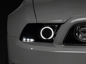 Raxiom Projector Headlights Ford Mustang S197 w/ Factory HID (13-14) [LED Halo] Black Housing/ Clear or Smoked Lens