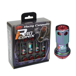 Project Kics Lug Nuts & Lock Set [Racing Composite R40 Iconix - Plastic Caps - Optional Finish - 16 Lugs + 4 Locks] 12X1.5 or 12X1.25