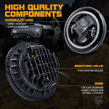 Load image into Gallery viewer, Xprite LED Headlights AM General Hummer (92-01) Land Rover Defender 90/110 7" 90W G2 w/ Halo - Blue / Green / Red / White - Blue Alternate Image
