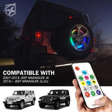 Load image into Gallery viewer, Xprite Spare Tire RGB LED Brake Light Jeep Wrangler JK (2007-2018) JL (2018-2020) 14" with Remote Control - TL-UNI-WHEEL-G2 - Default Title Alternate Image