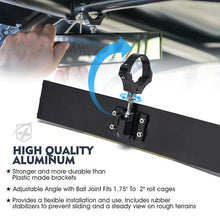 Load image into Gallery viewer, Xprite Curved UTV Rear View Mirror w/ Integrated LED Lights &amp; Switch for 1.75"-2" Rollbars - UTV-CM-G11 - 9 Inch Alternate Image