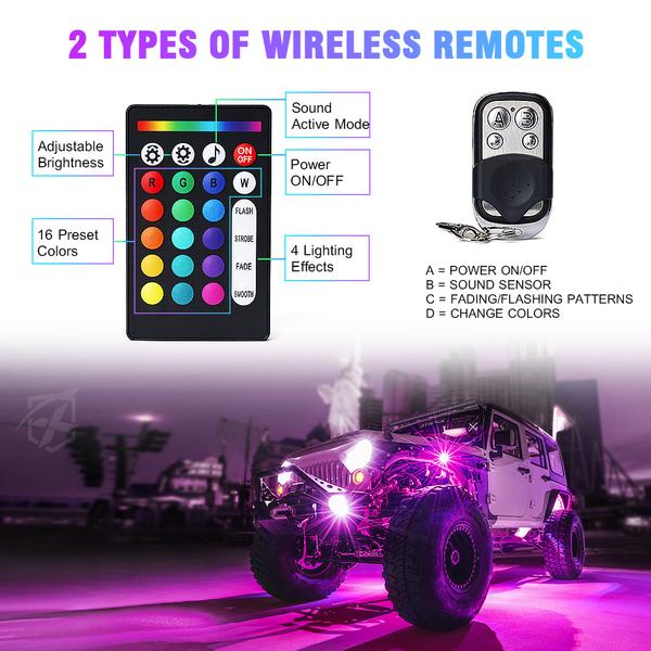 Xprite Discovery Plus Multi-Color RGB LED Rock Lights (Wheel Well) Rem ...