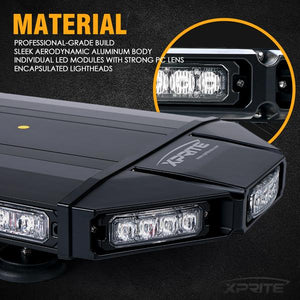 211.49 Xprite Roof Top Strobe Light Bar Mini Black Hawk 18" Professional LED Stealth Low Profile - Blue/Amber/White Amber - Redline360