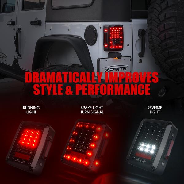 Xprite LED Tail Light Assembly Bold Series Jeep Wrangler JK JKU (2007-
